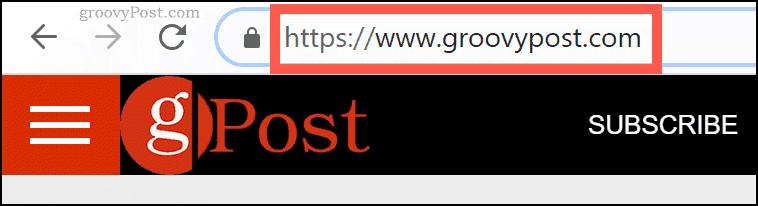 O nome de domínio groovyPost.com na barra de URL do Chrome