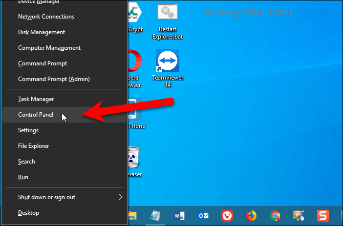 Painel de controle adicionado ao menu Win + X no Windows 10