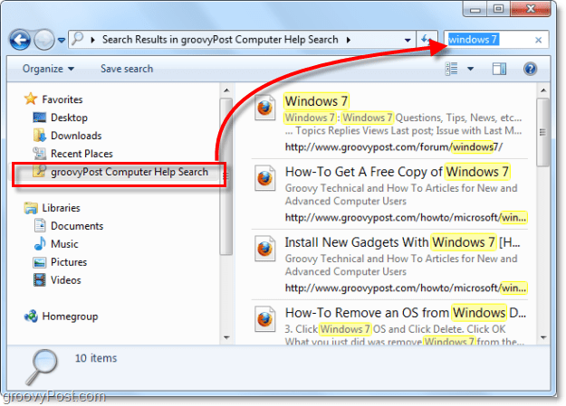 use um conector de pesquisa para sua lista de favoritos para pesquisar um local remoto no Windows 7 que não faz parte do seu sistema