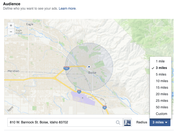 Use a segmentação geográfica para alcançar pessoas com seus anúncios no Facebook, Snapchat e outras plataformas.
