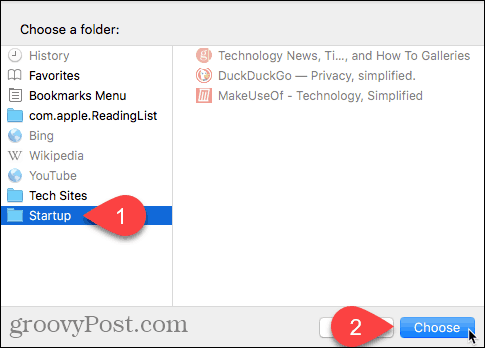 Escolha uma caixa de diálogo de pasta no Safari no Mac