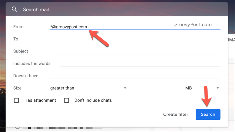 Criando uma nova regra de filtragem no Gmail