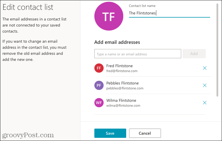 Editar uma lista de contatos no Outlook