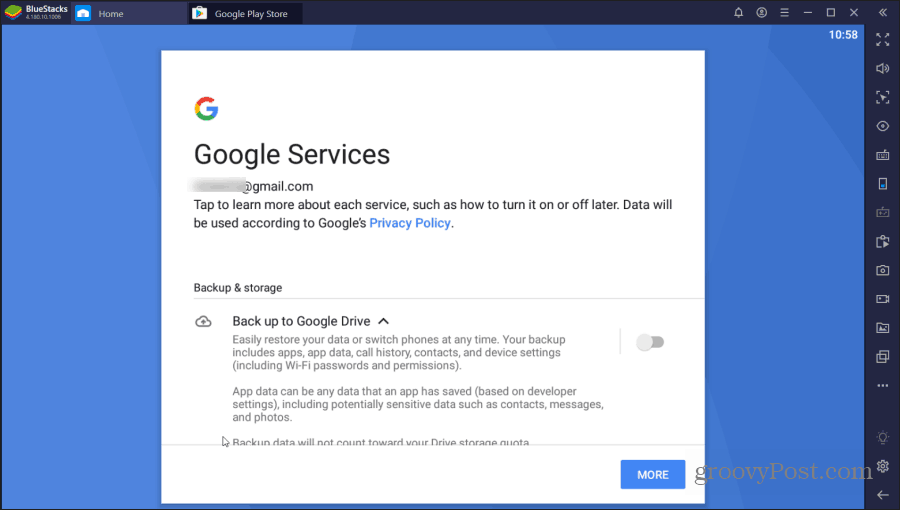 bluestacks serviços do google