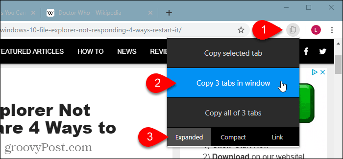 Extensão TabCopy no Chrome