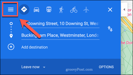 Acessando o menu do Google Maps