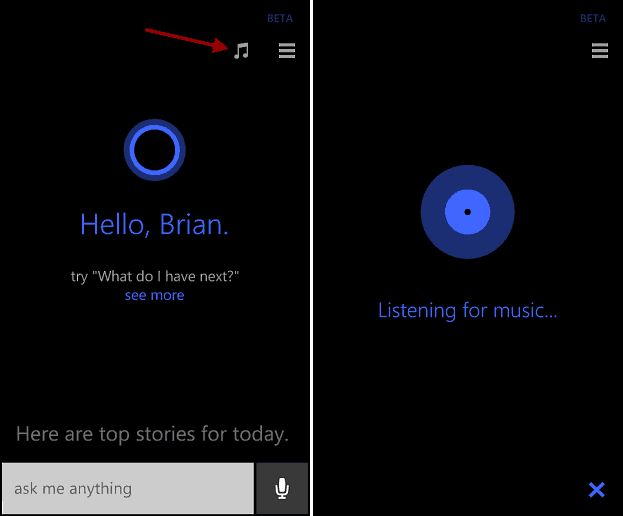 Use a Cortana no Windows Phone 8.1 para identificar músicas