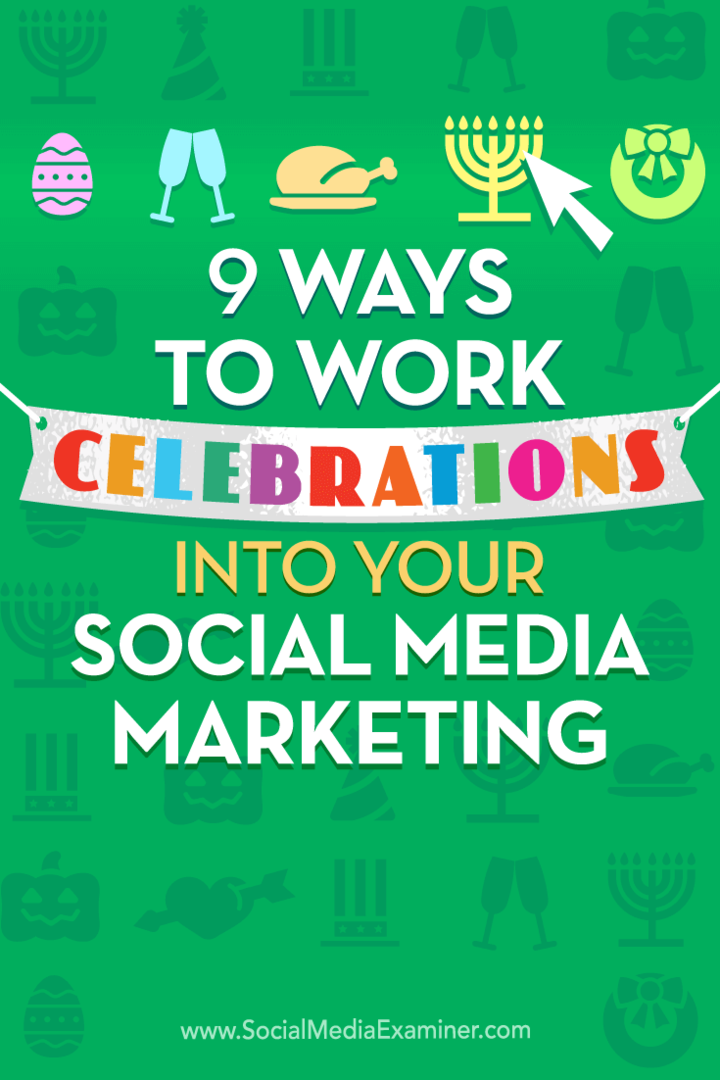 Dicas sobre nove maneiras de incluir comemorações em seu calendário de marketing de mídia social.