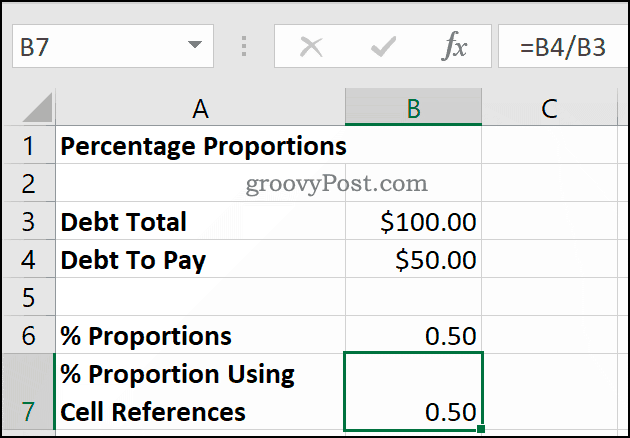 Calculando porcentagens como proporções usando o Microsoft Excel