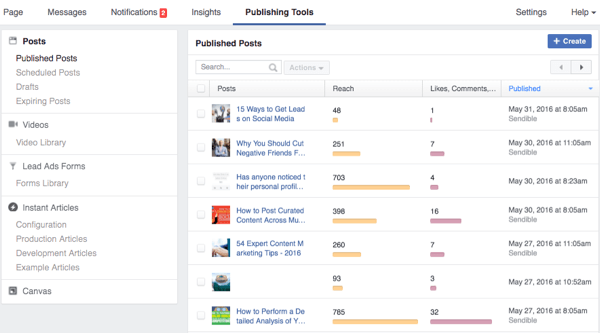 posts de ferramentas de publicação do facebook