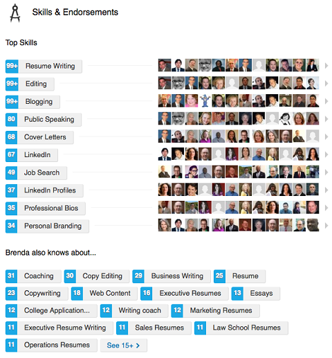 lista de habilidades do LinkedIn