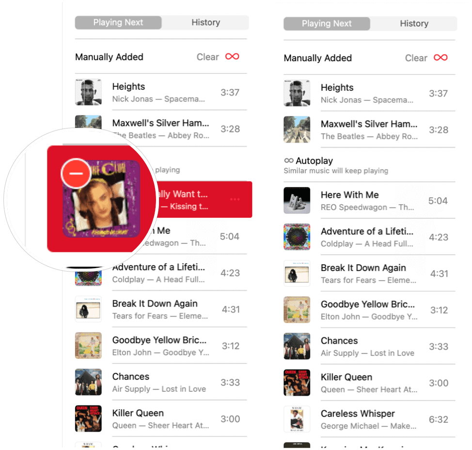 Apple Music Autoplay remover música