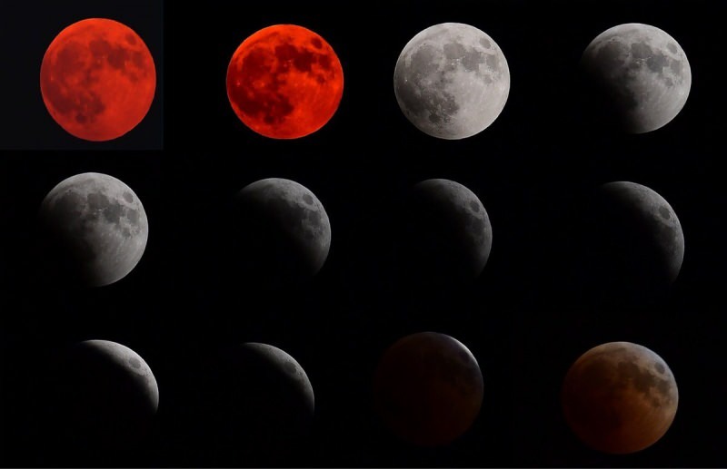 será visto em cores diferentes durante a fase do eclipse lunar