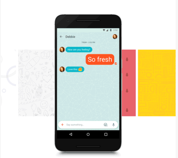 O Google Allo adicionou um novo recurso para tornar mais fácil encontrar e enviar o emoji ou adesivo perfeito e uma variedade de planos de fundo para complementar seu estilo em seus bate-papos