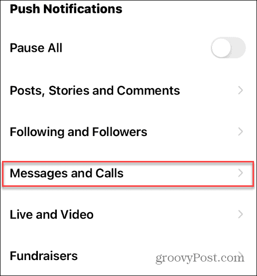 mensagens e chamadas do instagram