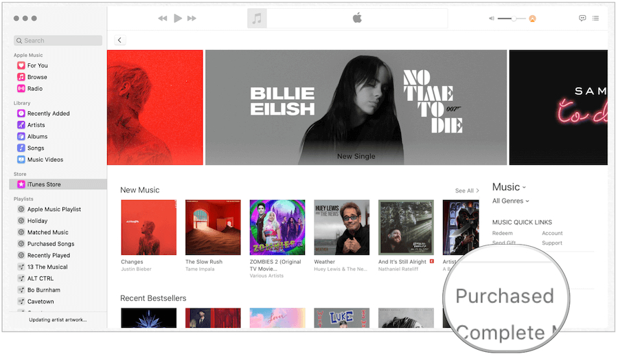 iTunes comprado no Mac