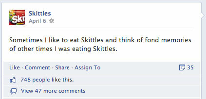 atualização do facebook do skittles
