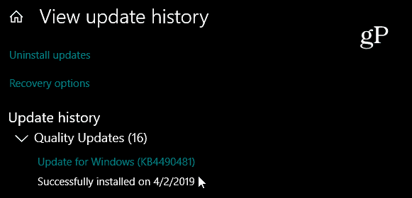 Atualização cumulativa do Windows 10 KB4490481