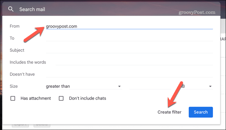 Criando um filtro do Gmail