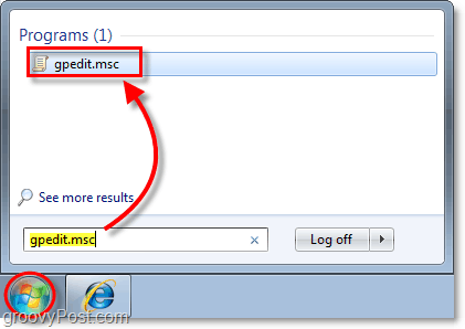 digite gpedit.msc na barra de tarefas do Windows 7, como acessar o editor de política de grupo local na janela 7