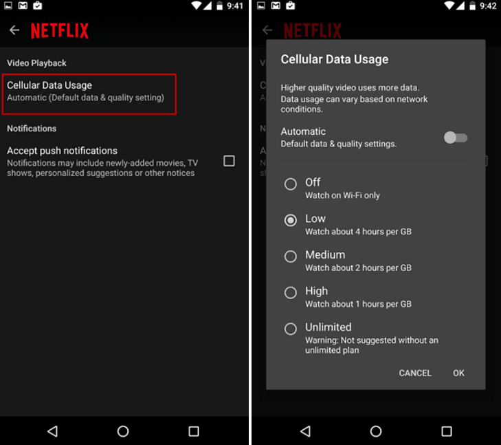 Limitar o uso de dados da Netflix no Android ou iPhone para evitar taxas de excesso