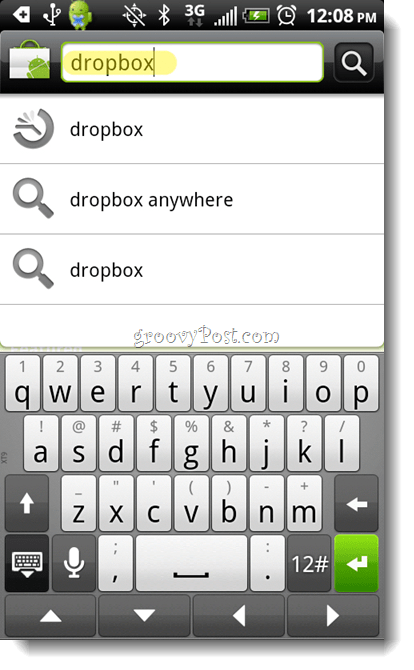 Aplicativo de pesquisa do Android Dropbox