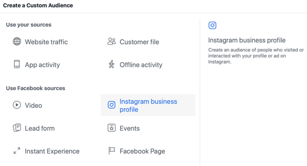 Como desenvolver estrategicamente o seu Instagram seguindo, etapa 3, selecione a opção de perfil de negócios do Instagram de origem