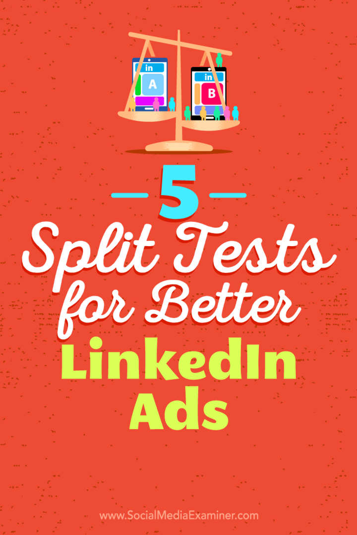 5 testes de divisão para melhores anúncios no LinkedIn, por Alexandra Rynne no examinador de mídia social.