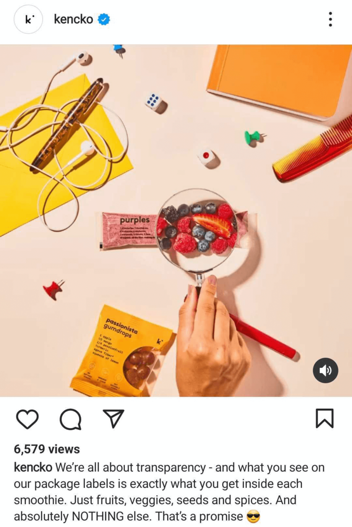 exemplo de rolo do Instagram compartilhando valores de marca