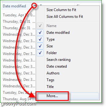 Captura de tela do Windows 7 - clique no botão Mais
