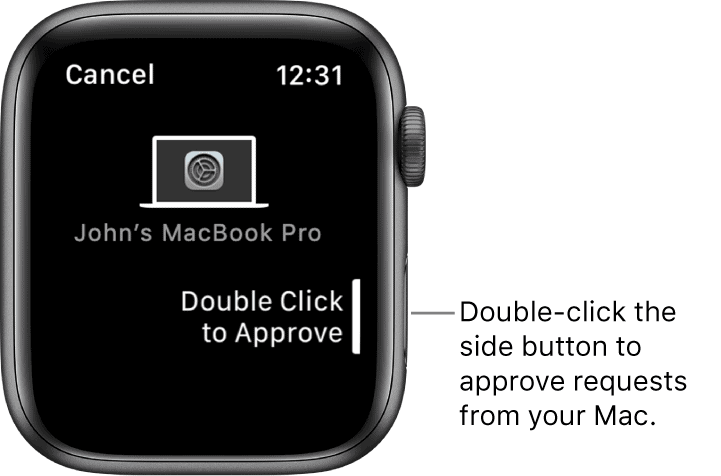 Pedido de aprovação do Apple Watch no Mac