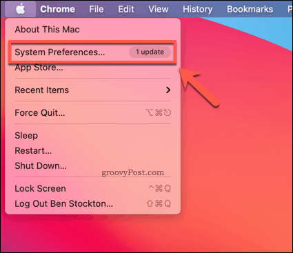 Abrindo as Preferências do Sistema no Mac