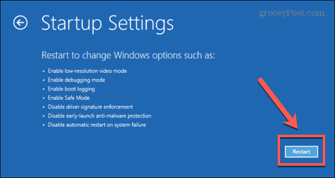 reinicialização do modo de segurança do Windows