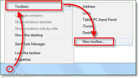como criar uma nova barra de ferramentas da barra de tarefas no windows 7