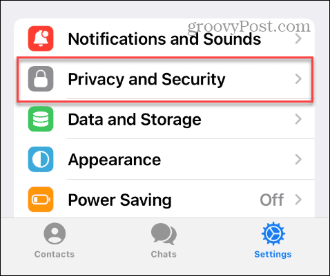 Configurações de privacidade e segurança no Telegram no iPhone
