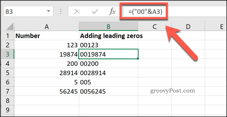 Adicionar um determinado número de zeros à esquerda às células do Excel