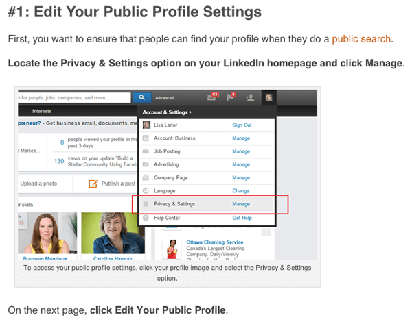visibilidade do perfil no LinkedIn por lisa larter