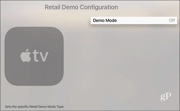 Modo de demonstração da Apple TV