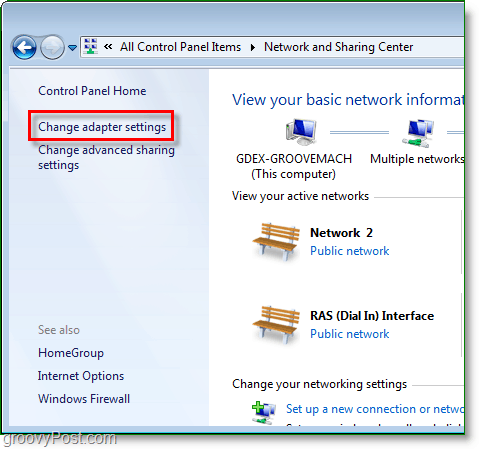 alterar as configurações do adaptador de rede no windows 7