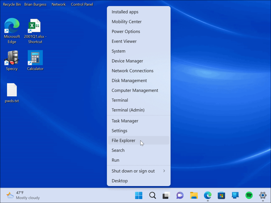 Acesse o menu do usuário avançado no Windows 11