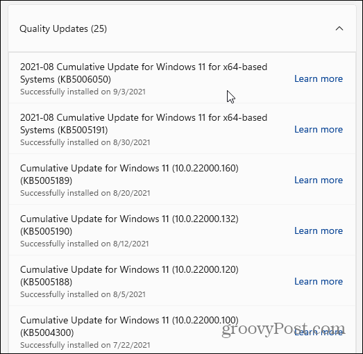 atualizações de qualidade windows 11