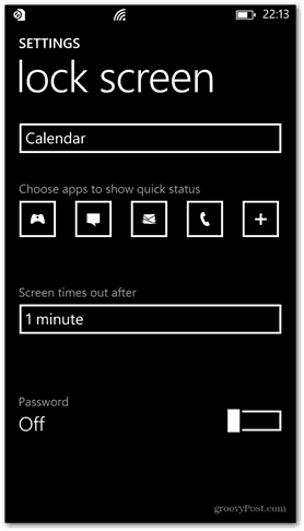 Windows Phone 8 personalizar a senha da tela de bloqueio desativada
