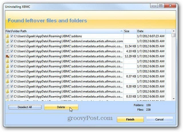 deletar arquivos