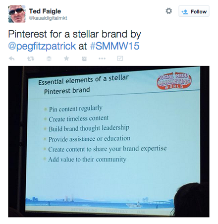 tweet da apresentação peg fitzpatrick smmw15