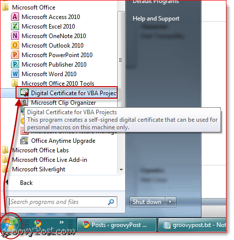 Criar um certificado digital autoassinado no Office 2010