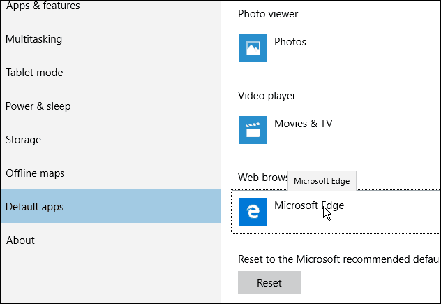 Windows 10 padrão do navegador de borda