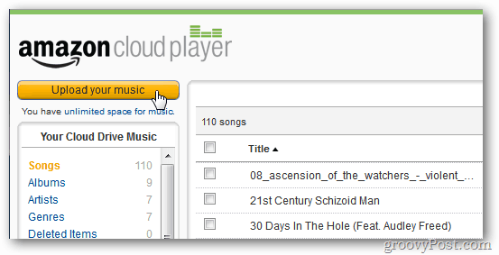 Amazon Cloud Player Carregue sua música