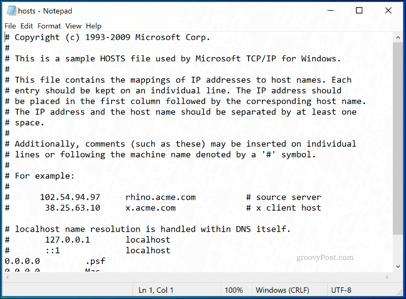 O arquivo HOSTS do Windows 10