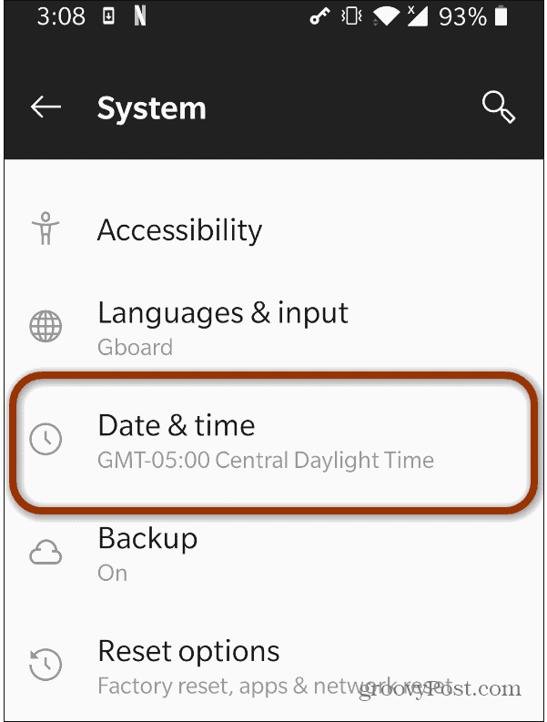 Data e hora do Android com relógio de 24 horas