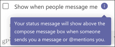 Mostrar caixa de seleção de mensagem de status